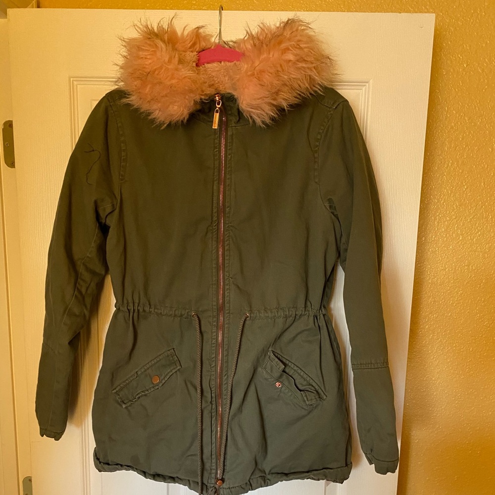Green/pink fur jacket